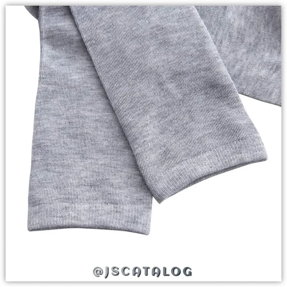 Solid Light Grey Cotton Thigh High Socks